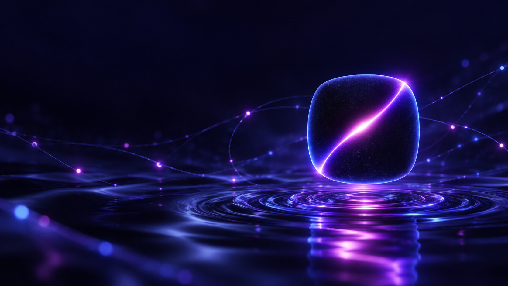The ZK Darkpool mark hovering over a dark pool, with violet ripples and thin traces of light.
